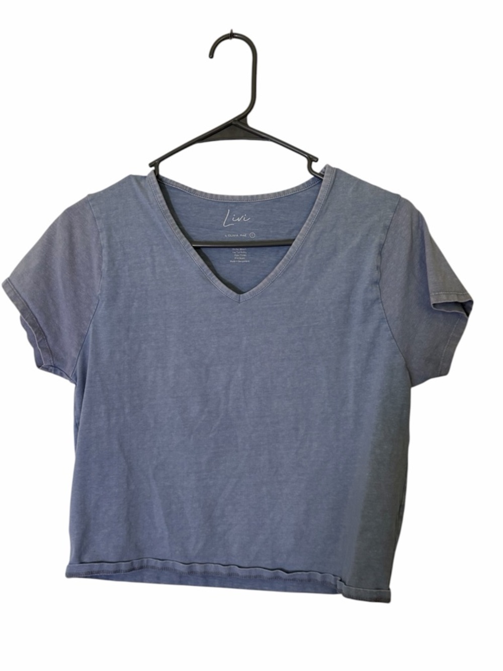 Livi Olivia Rae Blue V-Neck Crop Short Sleeve Shirt Top